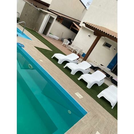 Lettino da giardino reclinabile in resina effetto Rattan colore Bianco 197x74xH36 cm Keter Atlantic