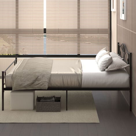 HOMCOM Letto 1 Piazza e Mezza Struttura Acciaio e Doghe Integrate 145x211x106cm