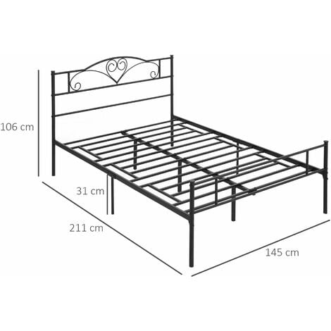 HOMCOM Letto 1 Piazza e Mezza Struttura Acciaio e Doghe Integrate 145x211x106cm