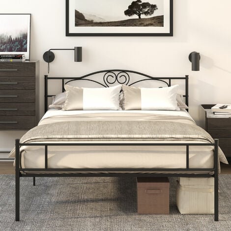 HOMCOM Letto 1 Piazza e Mezza Struttura Acciaio e Doghe Integrate 145x211x106cm