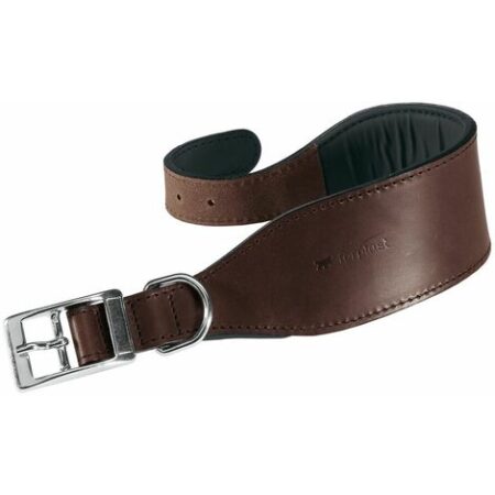 Ferplast VIP CW Collare in cuoio di toro per cani Levriero - 3 misure. Variante CW15/32 - Misure: A: 26-32 cm B: 15 mm - Marrone