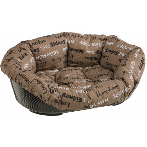 Ferplast SOFA' Cuccia in resina termoplastica con rivestimento imbottito. Varie misure.. Variante 4 - Misure: 64 x 48 x h 25 cm - Marrone