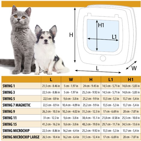 Ferplast SWING 9 Portina per grandi gatti e piccoli cani Ferplast SWING 9 con chiusura a 4 vie, indicatore di direzione elettronico e Wind Stopper. . Variante  - Misure: 26.2 x 10.2 x h 31.2 cm - Marr