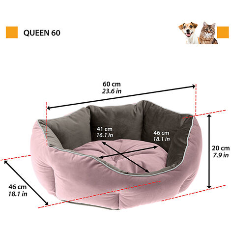 Ferplast QUEEN Soffice divanetto in tessuto per cani e gatti. Vari colori e misure.. Variante 60 - Misure: 60 x 46 x h 20 cm - Grigio