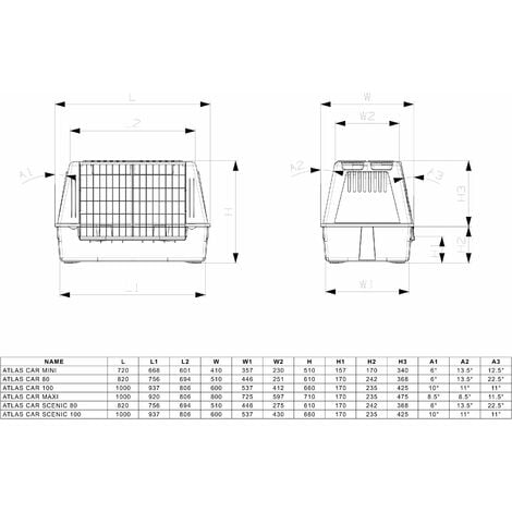 Ferplast ATLAS CAR SCENIC Trasportino per cani da auto. Varie misure.  . Variante 100 - Misure: 100 x 60 x h 66 cm - Nero