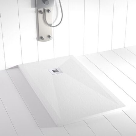 Piatto doccia in Resina PLES Bianco ANTISCIVOLO  - 70x90 cm - Griglia + Valvola GRATIS