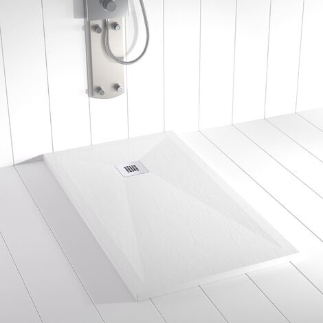 Piatto doccia in Resina PLES Bianco ANTISCIVOLO  - 80x120 cm - Griglia + Valvola GRATIS