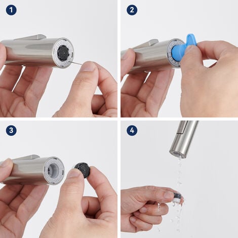 Lonheo Rubinetto Cucina Estraibile a 2 funzioni, Girevole a 360° Rubinetto da Cucina Miscelatore Monocomando Cucina, Acqua Fredda e Calda, con aeratore staccabile