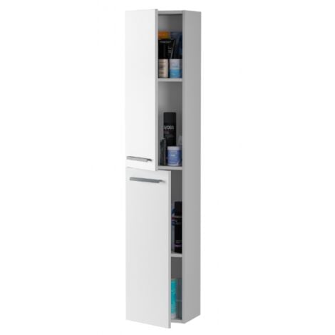 Colonna bagno 30x150 cm laccata bianco lucido con due ante - Argo