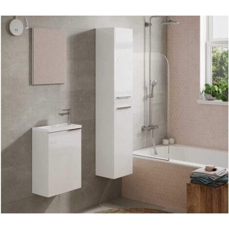 Colonna bagno 30x150 cm laccata bianco lucido con due ante - Argo