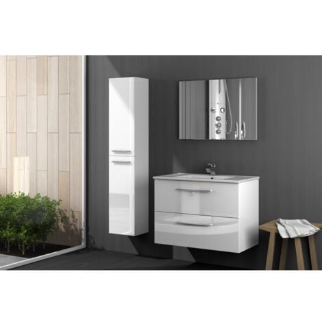 Colonna bagno 30x150 cm laccata bianco lucido con due ante - Argo