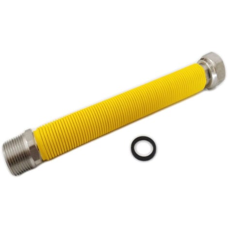 Flessibile acciaio inox giallo mf 1/2 allungabile da 20 a 40cm circa