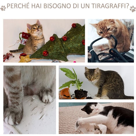 PawHut Tiragraffi Gatto Altezza 120cm con Cuccia Piattaforme, Bianco