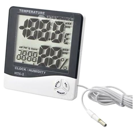 TERMOMETRO IGROMETRO DIGITALE TEMPERATURA UMIDITA' ORA DATA CASA HTC-2 CON SONDA