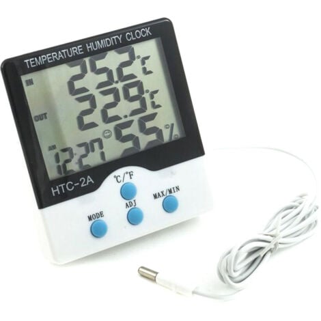 TERMOMETRO IGROMETRO DIGITALE TEMPERATURA UMIDITA' ORA DATA CASA HTC-2 CON SONDA