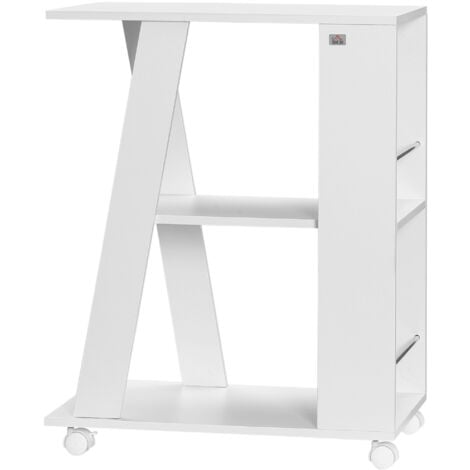 HOMCOM Carrello Portavivande Isola per Cucina in Legno con Ripiani e Ruote