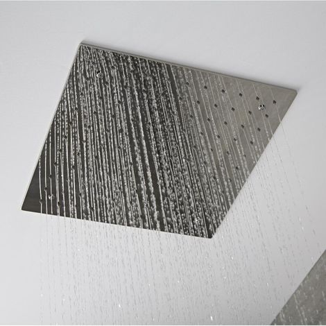 Hudson Reed Trenton Soffione Doccia Fisso - Design Quadrato ad Incasso da Soffitto - Acciaio Inox - Controsoffitto Doccia - 400 x 400mm