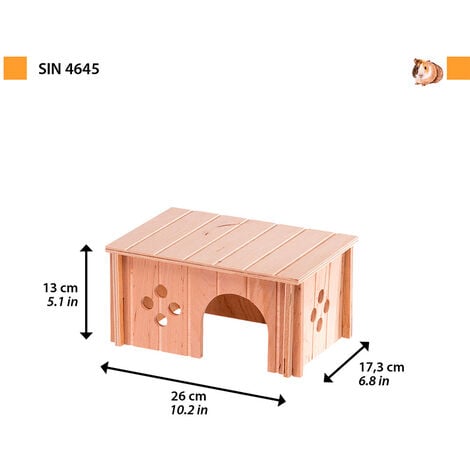 Ferplast SIN 4645 Casetta per porcellini d'india cavie Ferplast SIN 4645 in legno FSC  ecosostenibile. Variante SIN 4645 - Misure: 26 x 17.3 x h 13 cm -