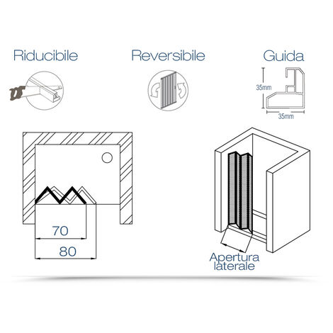 Box doccia nicchia Venere 100xh185  in pvc con apertura laterale