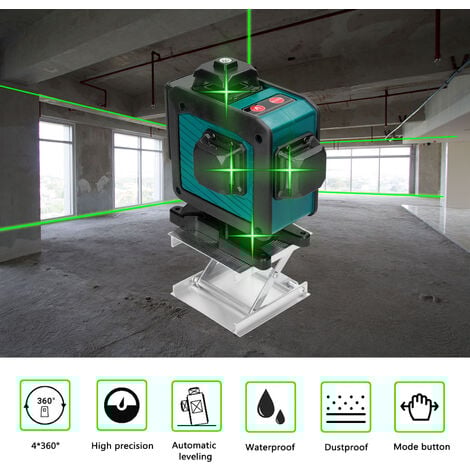Livello laser a 16 linee 3° Funzione autolivellante Strumento di livellamento Linea di adesivi murali a terra omnidirezionale, con supporto per treppiede