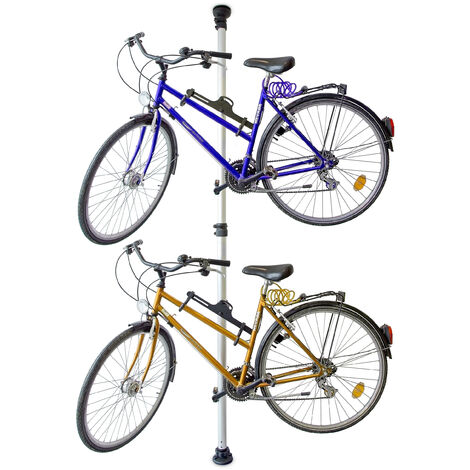 Relaxdays Porta biciclette Telescopico, Garage e Cantina, per 2 Bici, Regolabile, 40 kg, Soffitto, Pavimento, Argentato