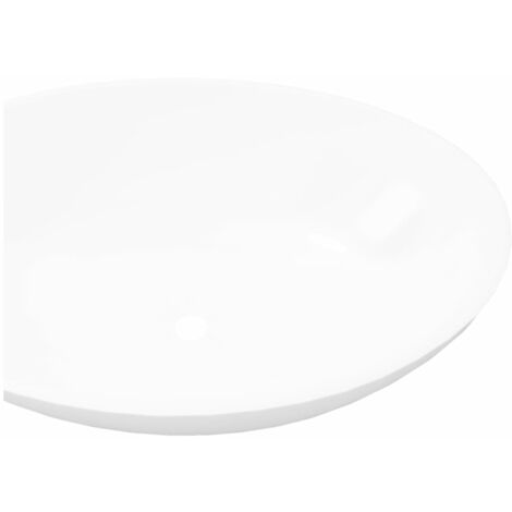 Lavello  Lavabo da Appoggio in Ceramica di Lusso Bianco Ovale 40 x 33 cm -45633