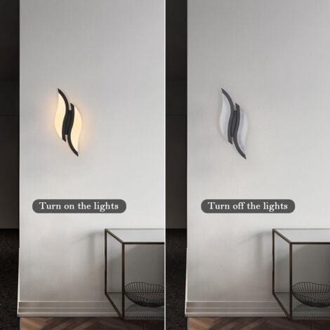 GOECO Moderna Applique LED 12W 1350LM, 3000K Luce Calda, Acrilico Nero, 29CM x 10CM x 5CM per Camera da Letto Ingresso Corridoio