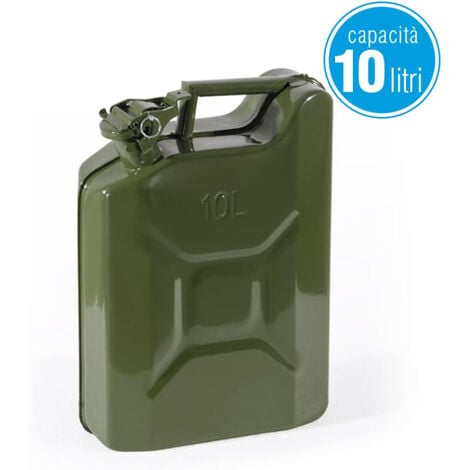 TANICA CARBURANTE IN METALLO ACCIAIO LAMINATO LT.10 VERDE OMOLOGATA VERDELOOK