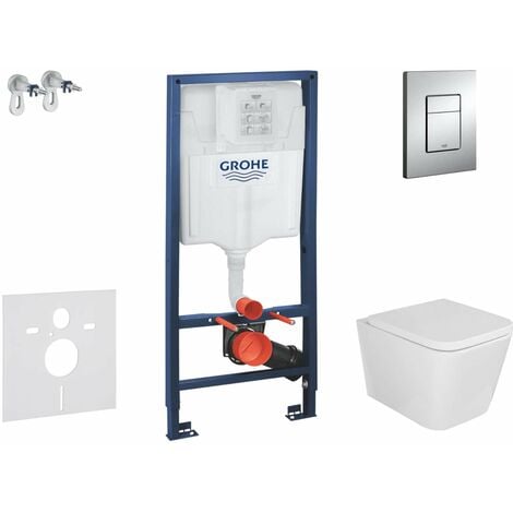 Grohe Rapid SL - Set con modulo di installazione, vaso WC Arkas e copriwater softclose, placca di comando Skate Cosmopolitan, cromo SANI11BA1102