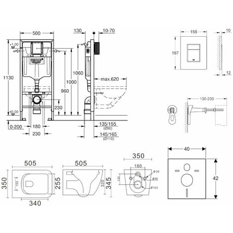 Grohe Rapid SL - Set con modulo di installazione, vaso WC Arkas e copriwater softclose, placca di comando Skate Cosmopolitan, cromo SANI11BA1102