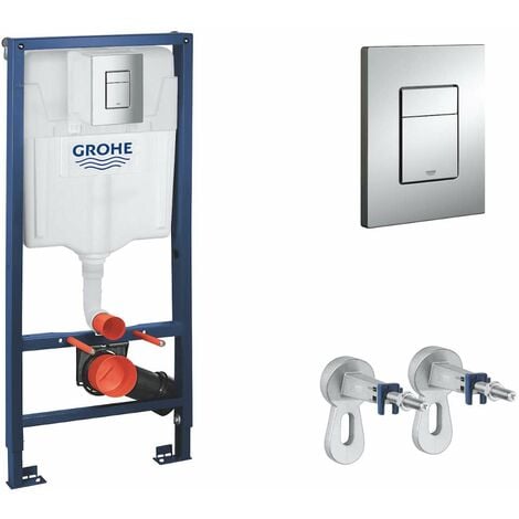 Grohe Rapid SL - Set con modulo di installazione, vaso WC Arkas e copriwater softclose, placca di comando Skate Cosmopolitan, cromo SANI11BA1102