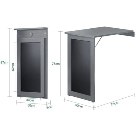 SoBuy Tavolo A Muro Tavolo Pieghevole Tavolo Cucina Con Lavagna colore grigio FWT20-HG