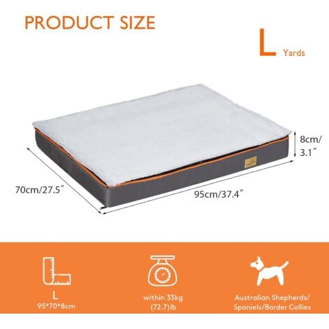 Cuscino Materassino per cani Materasso Cuccia per cane Taglia Grande in Memory foam Sfoderabile Lavabile - L 95x70x8cm