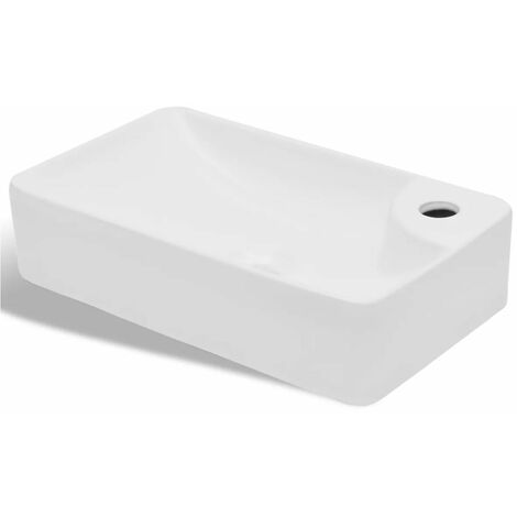 Lavandino lavabo da Bagno in Ceramica con Foro per Rubinetto 440x250x100 mm colore : BIANCO