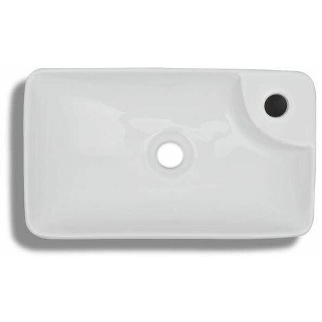 Lavandino lavabo da Bagno in Ceramica con Foro per Rubinetto 440x250x100 mm colore : BIANCO
