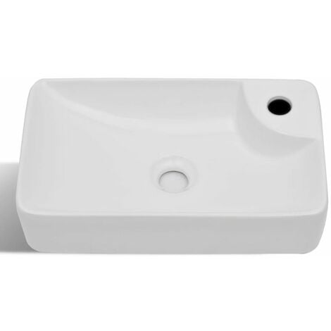 Lavandino lavabo da Bagno in Ceramica con Foro per Rubinetto 440x250x100 mm colore : BIANCO