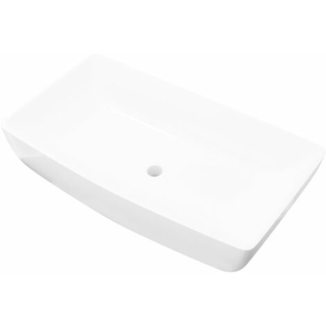 Lavandino lavabo da bagno elegante in ceramica 71x38x13,5 cm colore : BIANCO
