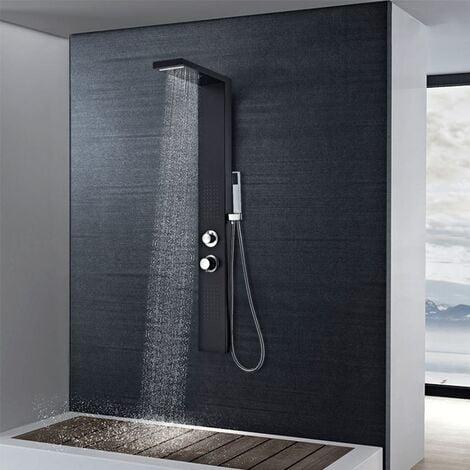 Pannello Doccia in Acciaio Inossidabile Quadrato Moderno vari colori colore : Nero opaco