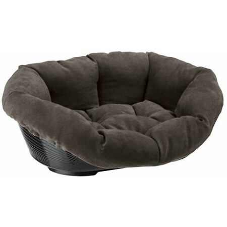 Ferplast SOFA' PRESTIGE Cuccia in plastica per cani e gatti con rivestimento imbottito. Varie misure. Variante 4 - Misure: 64 x 48 x h 25 cm - Grigio