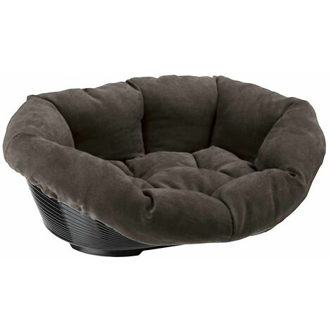 Ferplast SOFA' PRESTIGE Cuccia in plastica per cani e gatti con rivestimento imbottito. Varie misure. Variante 4 - Misure: 64 x 48 x h 25 cm - Grigio