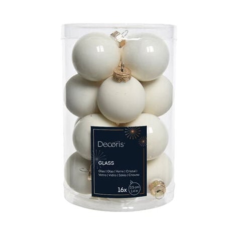 Palline in vetro per albero di natale Bianche decorazione natalizia -10 Palline da Ø 6 cm