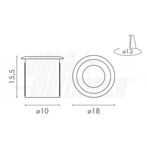 Faretto led alpha elettronica da incasso 0,3w luce fredda 6000k - jo388/020pw
