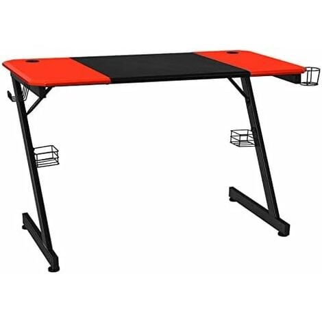 GOPLUS Scrivania Gaming con Gambe a Forma di Z, Tavolo Porta PC, con Supporti per Stereo e Cuffie, Scrivania da Ufficio e Studio,120,5x60,5x76,5 cm