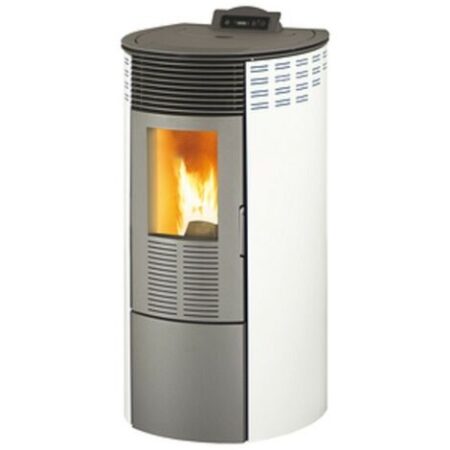 Stufa pellet king 12 kw 10,1 round bianco made in italy - King