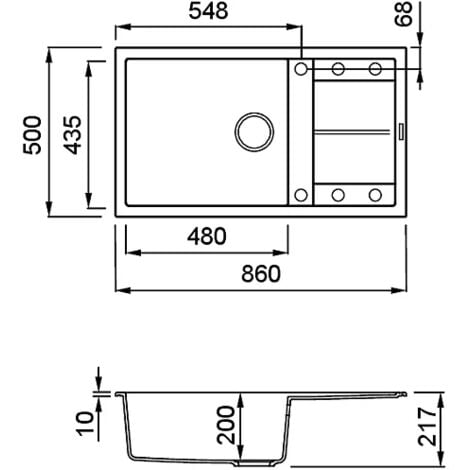 Lavello UNICO 410 86X50 1 vasca + gocciolatoio ALUMINIUM 79