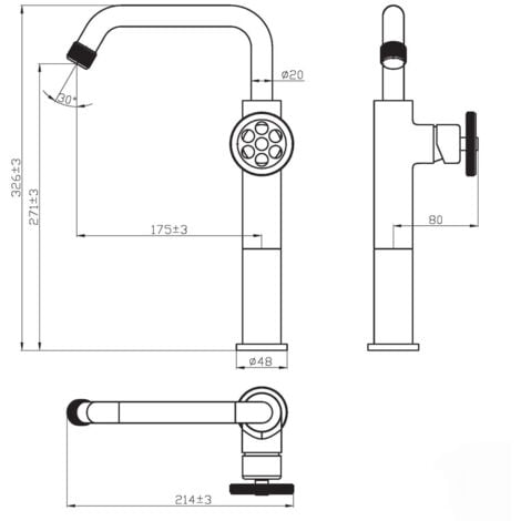 Essebagno Indus Rubinetto per lavabo alto nero