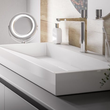 Lavabo sospeso o da appoggio in marmo artificiale BS6001 - bianco lucido - larghezza selezionabile	50cm - con preforatura