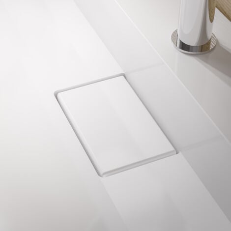 Lavabo sospeso o da appoggio in marmo artificiale BS6001 - bianco lucido - larghezza selezionabile	50cm - con preforatura