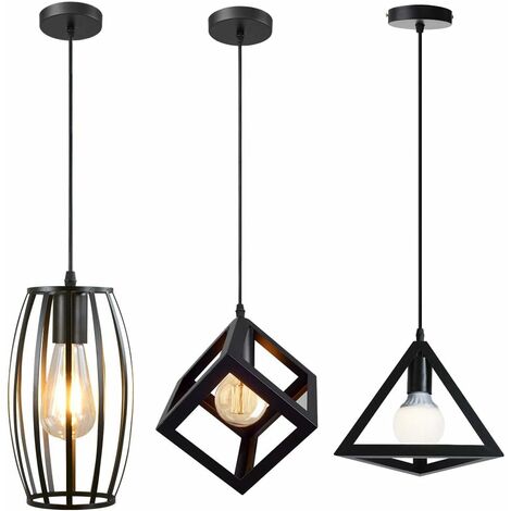 3 Pezzi Lampadario a Sospensione Esagono Retrò Lampada a Sospensione Regolabile per Sala da Pranzo Cucina Camera da Letto Soggiorno Barra