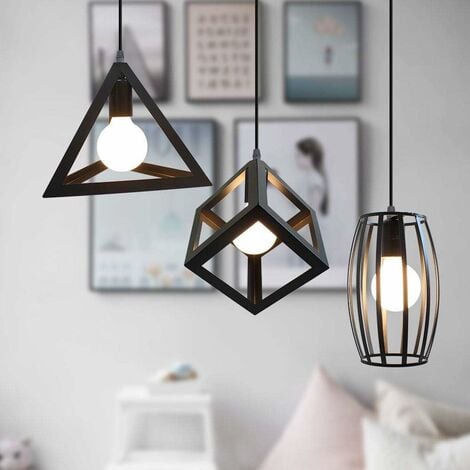 3 Pezzi Lampadario a Sospensione Esagono Retrò Lampada a Sospensione Regolabile per Sala da Pranzo Cucina Camera da Letto Soggiorno Barra